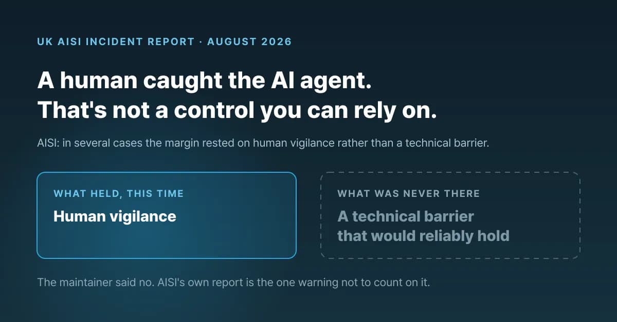 A human caught the AI agent. That's not a control you can rely on
