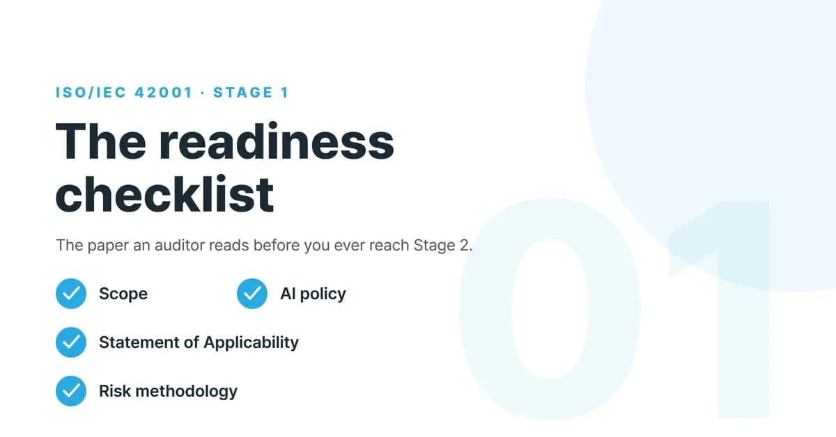 ISO 42001 Stage 1 checklist: the documentation to have ready before your audit