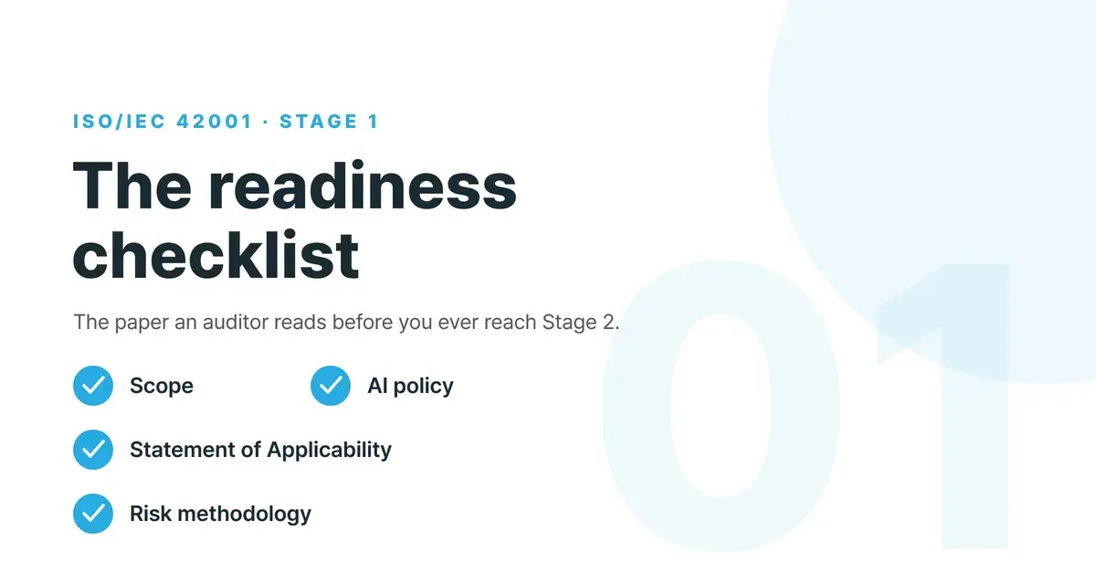 ISO 42001 Stage 1 checklist: the documentation to have ready before your audit