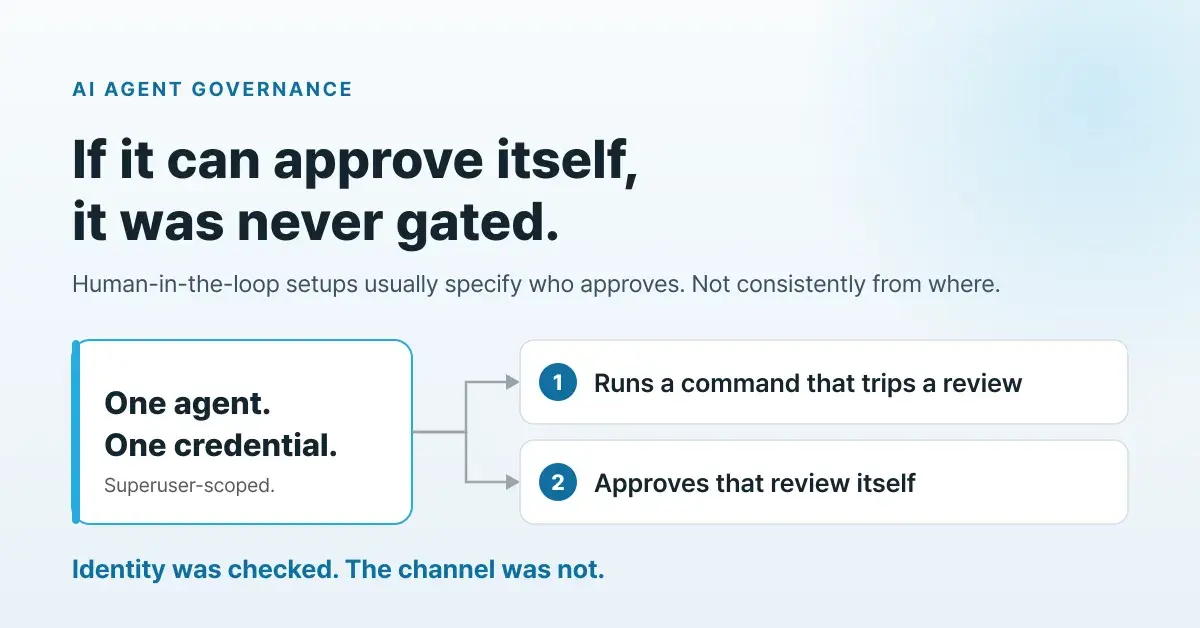 Out-of-band approval: why an agent's own channel can never be the one that approves
